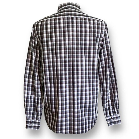 Todd Snyder Mens Button Up Shirt Sz 16 34/35 Gray Check Plaid Cutaway Collar - Picture 5 of 6